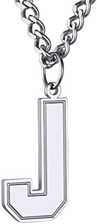 GOLDCHIC JEWELRY High Polished SablonUp Font Letter J Necklace Initial Pendant with 24" Chain Fits for Men