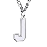 GOLDCHIC JEWELRY High Polished SablonUp Font Letter J Necklace Initial Pendant with 24" Chain Fits f