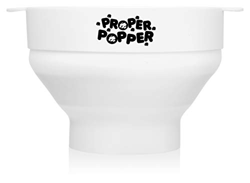 Image of The Original Proper Popper Microwave Popcorn Popper, Silicone Popcorn Maker, Collapsible Bowl BPA Free & Dishwasher Safe - (White)