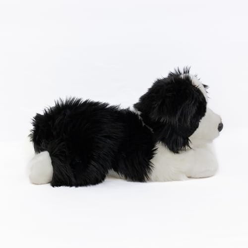 Teddys Rothenburg Kuscheltier Hund Border Collie 30 cm liegend schwarz/weiß Plüschhund Plüschtier