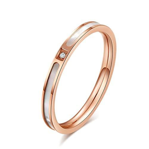 Bague en acier inoxydable avec coquille blanche élégante pour homme et femme, taille 49 à 69