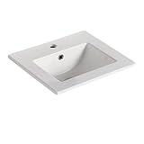 Dowell 18' Bathroom Sink,Single Bowl Vanity Ceramic Basin,Rectangular Drop-In Bathroom Sink with Overflow,White-000 1816B