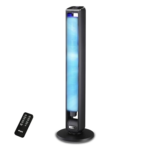 Air Pro 42" Tower Fan SmartVoice™ Control Oscillating Bladeless Fan with Remote - Tall Compact 3 Speeds Quiet 55W Motor Cooling Fan - Floor Standing Fan for Home Office - LED Display 15 Hour Timer