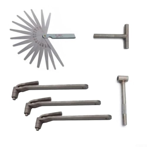 Oniissy Juego de 6 herramientas de ajuste de válvula de motor de motocicleta con llaves y calibre, juego de llaves de válvula ajustable para motocicletas, 6 piezas con medidor de sensación