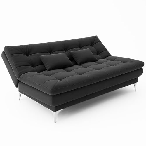 Image of Sleepify Agel 3 Seater Fabric Sofa Cum Bed Set with 2 Cushions, Best Fit for Indian Homes, Living Rooms, Offices with (Dark Grey)