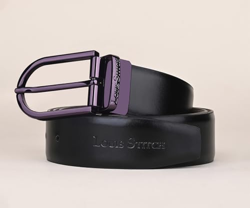 Image of LOUIS STITCH Men's Reversible Italian Leather belt for men 1.25 inch (35mm) Waist Strap Black Brown Belt (BEPLNJ)