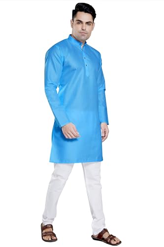 Image of DIVISIVE Men's Plain Cotton Blend Linen Slim Fit Kurta Pyjama Set