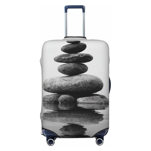 Black And White Balanced Stones Elastic Travel Luggage Covers Dustproof Scratch-Resistant Suitcase Protector Fit 22-24 Inch