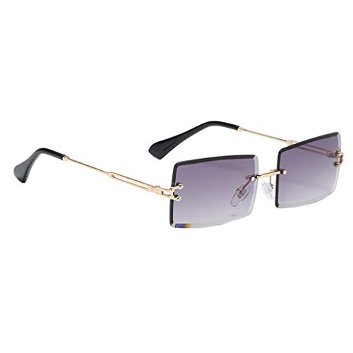 petsola Gafas de Sol Sin Montura con Corte Rectangular Elegante Gafas de Sol con Lentes Tintadas - Gris