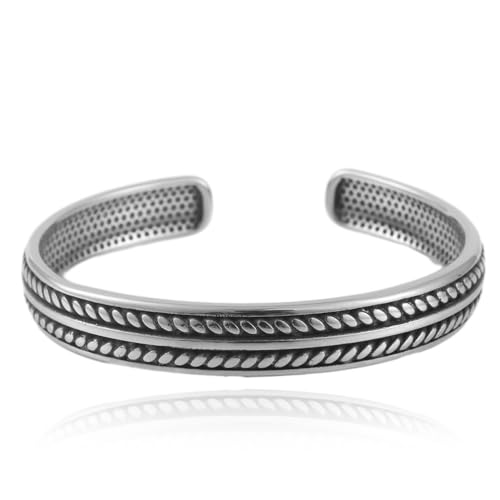 Vintage Cuff Bracelet for Men Women, Stainless Steel Open Bangle Bracelets