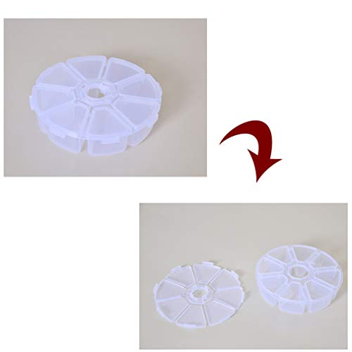 Image of 8 Girds Round Clear Plastic Storage Box, Jewelry and Crafts Organizer Container(2 Pack)