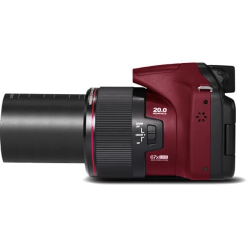 Minolta Pro Shot 20MP Digital Camera – 67x Optical Zoom, Full 1080p HD Video, Optical Image Stabilization, Wi-Fi, 3-inch Articulating LCD Screen, 27 Scene Modes – Includes 16GB SD Card (Red)
