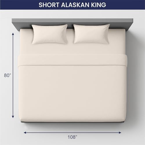 Image of SGI Bedding 108 inch W x 80 inch L 4Pc Short Alaskan King Sheet Set 100% Egyptian Cotton - 600 Thread Count, Fits 12 inch Deep Pocket - Soft Breathable Oversized Sheets, for Extra Large Beds - Butter