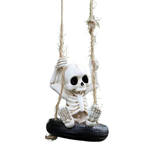 Figuras de Esqueleto – Escultura pequeña de decoración de Paisaje, Figura de Esqueleto de de neumático Colgante para Paredes, techos, Porche, Patio, decoración Espeluznante de Halloween para