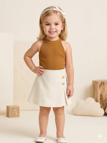Image of A.T.U.N. (ALL THINGS UBER NICE) Girls Tank Top and Skort Set | Stylish Sleeveless 2 Piece Outfit Set for Kids | Comfortable Soft Fabric Clothing Set for Girls