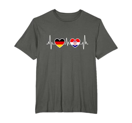 Kroatien Deutschland Herzschlag EKG Reise Croatia T-Shirt