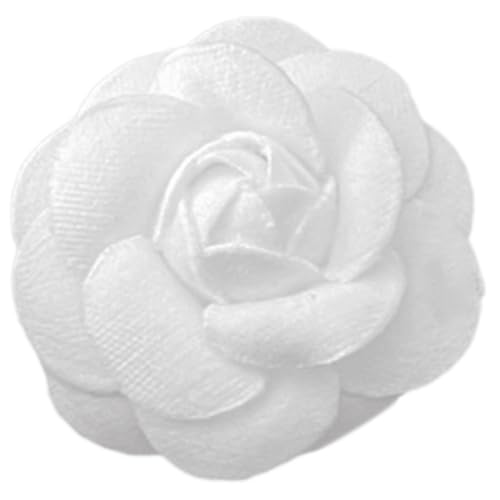 Elegante broche de flores para boda, insignia, joyería, para vestido, sombrero, camisa, solapa, bolsa, pantalones vaqueros, camisa, venta al por mayor, broche de flores de camelia, blanco, Talla única