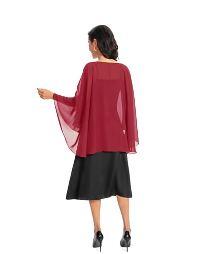 Image of Baoqiya Chiffon Capes Sheer Capelets Long Cape Poncho For Women Plus Size