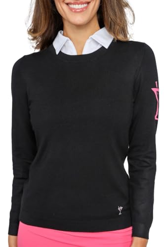 GOLFTINI Women’s Martini Crewneck Sweater - Lightweight Stretch Pullover with Logo – Ideal for Golf, Tennis & Everyday Wear2