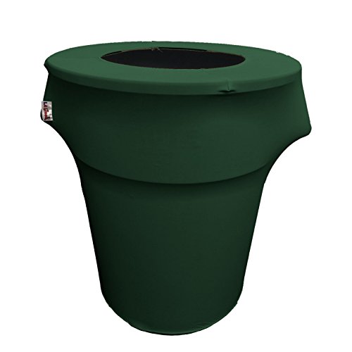 LA Linen Stretch Spandex Trash Can Cover 44-Gallon Round,Hunter Green, Microfiber Polyester, 66 x 81.28 x 0.05 cm