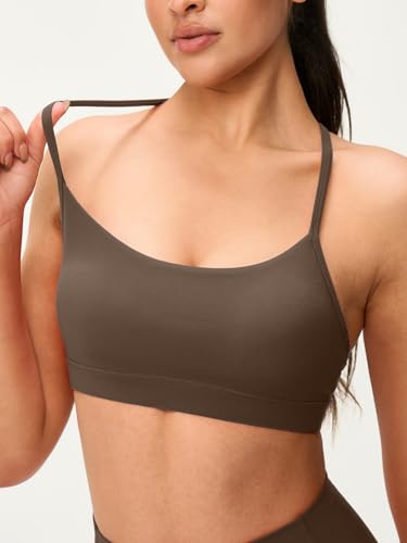 Image of Womens Y Back Padded Sports Bra Strappy U Neck Butter Soft Low Impact Workout Bras Yoga Pilates Walking