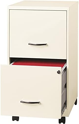 Miniatura 9 de Archivador vertical móvil de metal moderno inteligente de 18" con 2 cajones en blanco