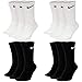 Produktbild Nike 6 Paar Everyday Lightweight Crew SX7676 Tennis Socke weiß schwarz grau, Farbe:weiß schwarz, Größe:34-38