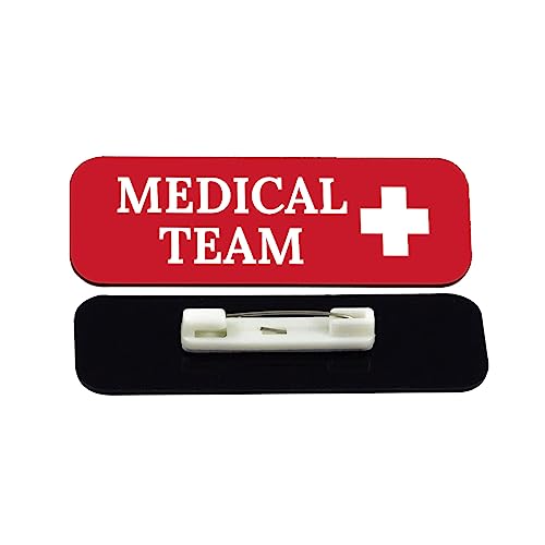 Signs ByLITA Medical Team 1 x 3' Medical Office Name Tag/Badge, Red (10 Pack)