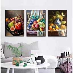 Toile nature morte fleurs vintage grand format chic 70x90