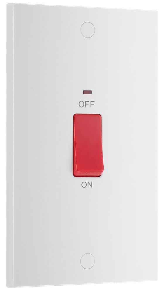 BG Electrical 972 - 45A Double Pole Switch with Neon Large Plate Square Edge