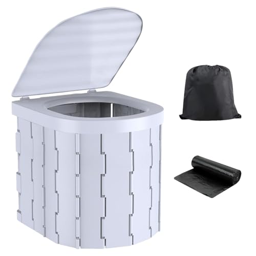 Inodoro portátil al aire libre, inodoro de viaje para coche portátil - Inodoro portátil plegable para adultos para camping - Cubo orinal para mujer y hombre con bolsa organizadora en el exterior del