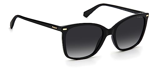 Polaroid Sunglasses Women's PLD 4108/S Square Sunglasses, Black/Polarized Gray, 55mm,19mm2