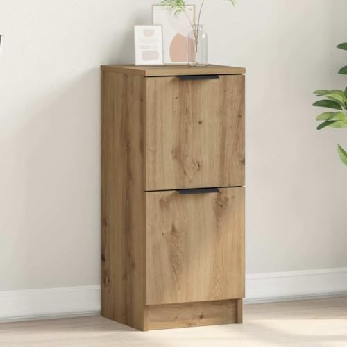 Holekex Aparador de madera de roble Artisan, 30 x 30 x 70 cm, con mucho espacio de almacenamiento y estante, versátil para salón, comedor, pasillo, dormitorio, solución de almacenamiento moderna