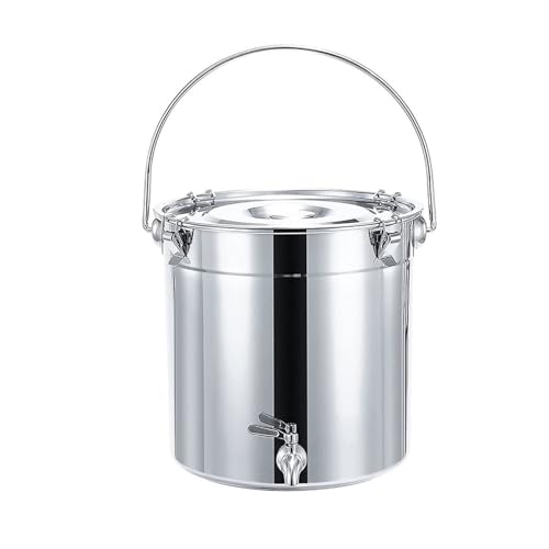 RUHEN Cazuela para Caldo con Grifo - Sopa con Tapa - Olla para cocinar con Revestimiento Antiadherente, Acero Inoxidable 201