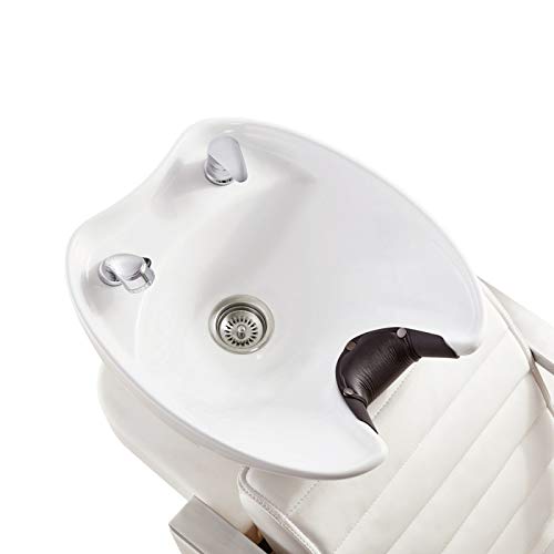 Dir Beauty Salon Full Body Massage Shampoo Backwash Unit with Tilting Ceramic Sink Station Reclining Backrest & Electrical Adjusting Footrest Bella