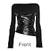 Women Black Pu Leather Splicing Tank Top Ruched Y2k Wrap Shirt Vintage Long Trumpet Sleeve Asymmetrical Tees Blouse