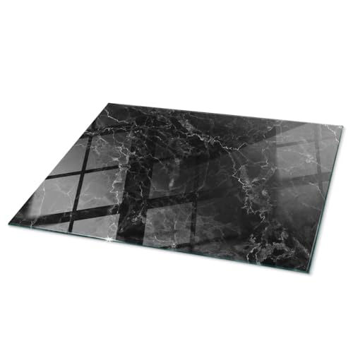 Wallfluent Tablero de Vidrio 80x60 cm Sostenible Placa de Seguridad Instalación Rápida Bordes Pulidos Fácil Limpieza Vidrio Protección contra Daños - Mármol veteado