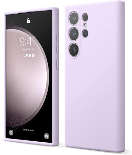 Image of MOBILOVE Back Cover Case for Samsung Galaxy S25 Ultra 5G | Pure Liquid Soft Matte Silicone Case with Logo and Comes with Camera and Screen Protection (Purple)