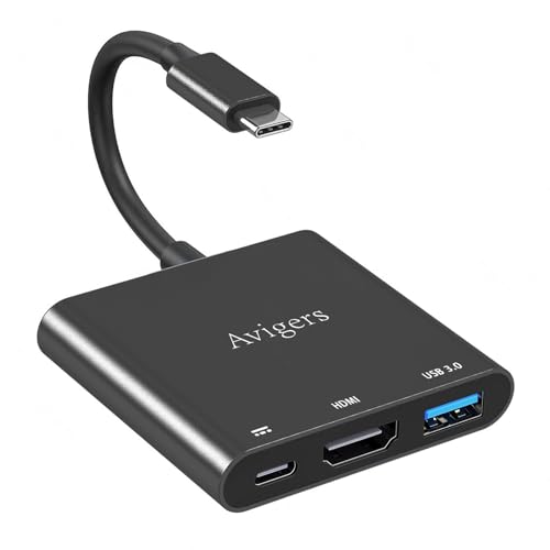 Avigers Adaptador USB C a Hdmi, 3 en 1 Multipuerto USB C hdmi mi Adaptador con 4K, Puerto PD 100 W, Puerto USB 3.0, para iPhone 16/15 Series, MacBook Pro/Air, iPad, Samsung, Computadora, Surface Pro