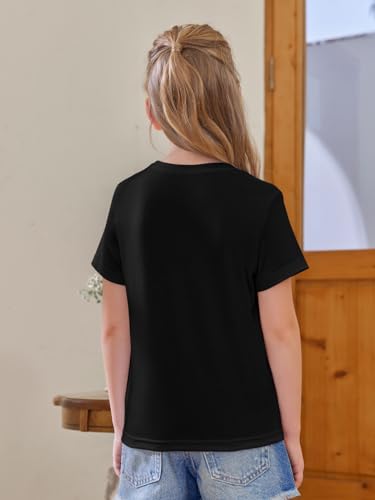 Image of Girls Short Sleeve T Shirts Kids Summer Tops Crewneck Tees 5-14 Years