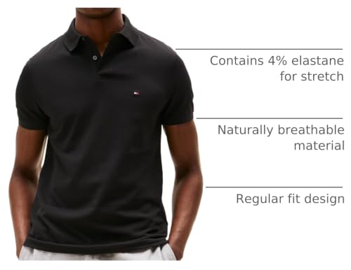 Image of Tommy Hilfiger Men's Short Sleeve Polo Shirts in Regular Fit With Stretch and Organic Pique Cotton