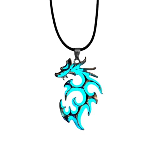 XURJUMI Collar Dragón Acero Inoxidable Para Mujeres Hombres Verano Graduación Collar Joyería Regalo (Azul-Verde)