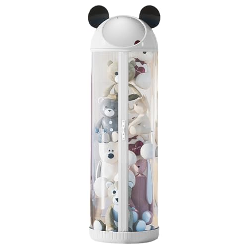 Tubo de almacenamiento grande transparente para animales de peluche, bonito organizador de muñecas con tapa, solución eficiente de almacenamiento para dormitorio y guardería, diseño con cremallera