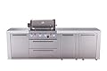 Mont Alpi Premium 4-Burner 107" Deluxe Stainless Steel Island Modular Outdoor Kitchen Island BBQ Gas Grill + Infrared Side Burner + Granite Countertops + Storage Drawers and Cabinets + Rotisserie Kit