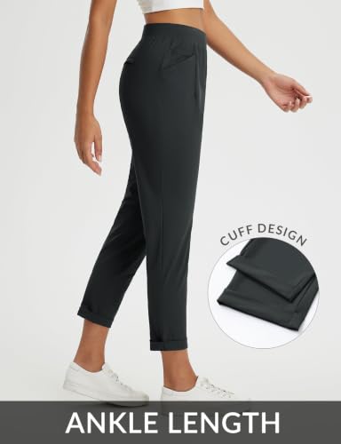 Image of baleaf Womens Pants Petite Travel Stretchy Work with Zip Pockets Slacks