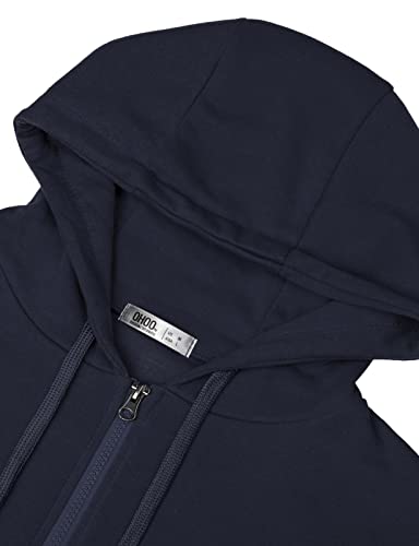 Ohoo Mens Slim Fit Lightweight Zip Up Hoodie Long Sleeve Full-Zip Hooded Sweatshirt with 3-Piece Fabric Panel Hood 6