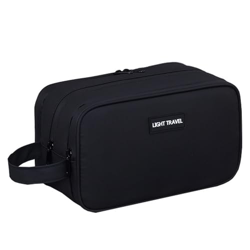 Borsa da Toilette da Viaggio Unisex per Cosmetici Beauty Case Impermeabile a Tre Strati di Grande Capacità Asciutta Bagnata Nero