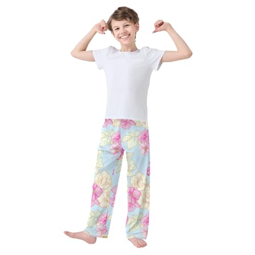 J JOYSAY Blossom Foliage Lightblue Pajamas Pants Soft Long Pajama Bottoms Lounge Sleep Pants Size S-XL3
