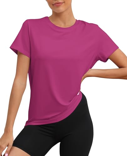 Image of KevaMolly Workout Tops for Women UPF50+ Breathable Loose Fit Yoga T Shirts Short Sleeve Running Gym Athletic Tee Top
