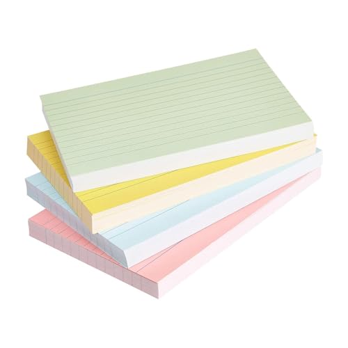 Tarjetas de índice de cartulina rayada para organizar apuntes de estudio y técnicas de repaso